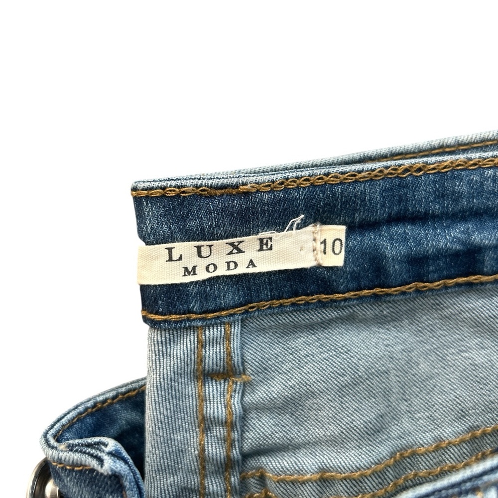 Luxe Moda Fringe Frayed Distressed Women Blue Denim Jeans
Size 10 - Picture 2 of 10